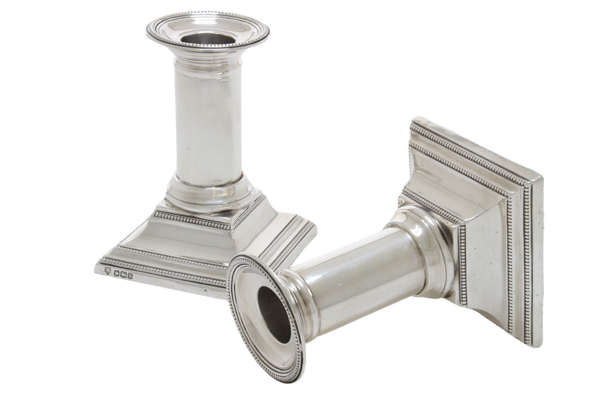 Very nice pair of small Corinthian candlesticks 1924
