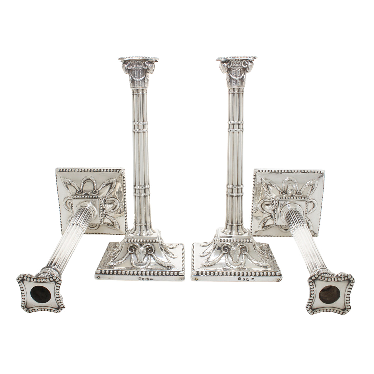 Set van 4 Antiek zilveren kandelaars 1772
