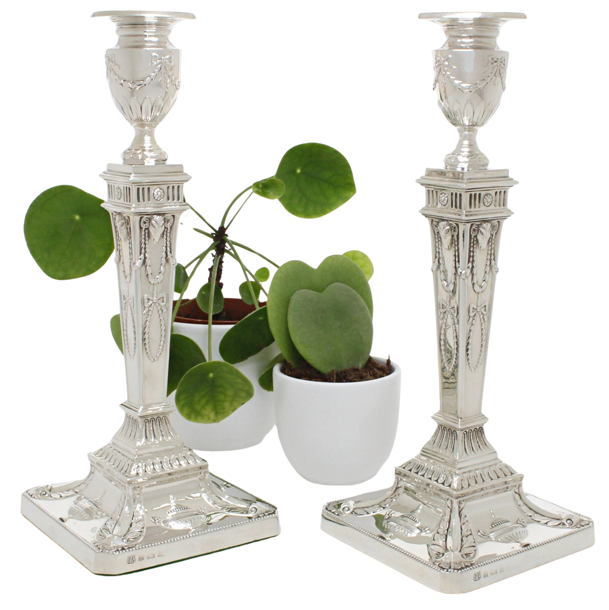 English silver candlesticks sterling