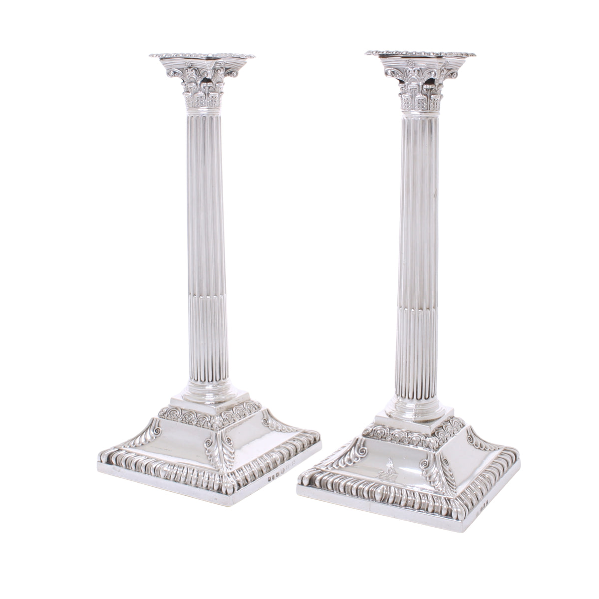 Antiek zilveren set kandelaars van vier 1770 - 1772