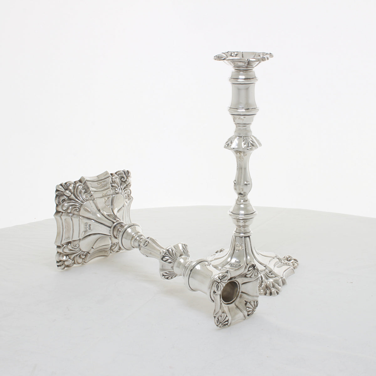 Paar Engelse Sterling Zilveren Kandelaars – Londen 1960 – A Taite & Sons