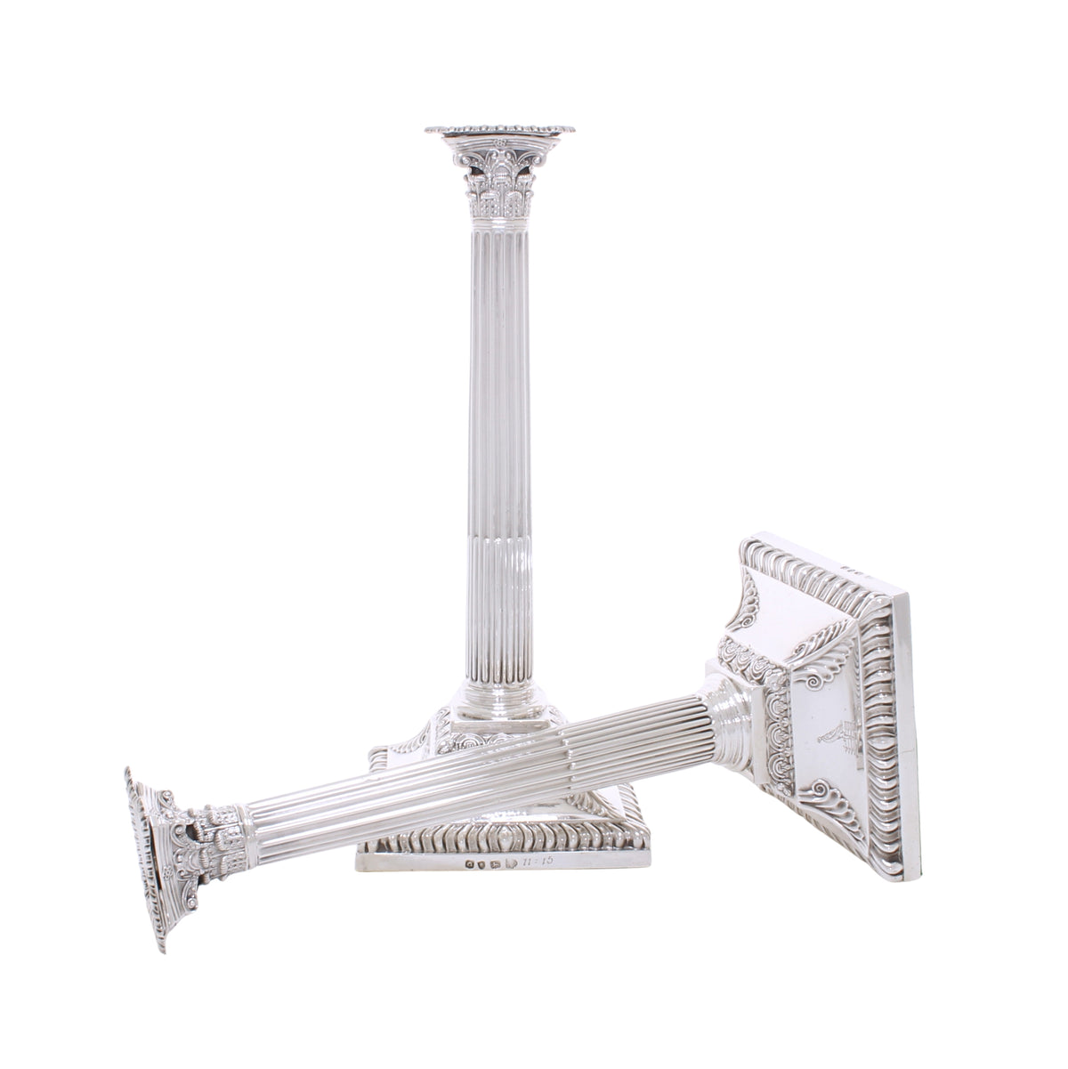 Antiek zilveren set kandelaars van vier 1770 - 1772