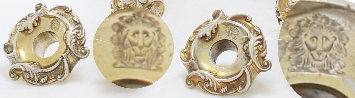 Antiek verguld groot paar kandelaars van sterling zilver 1818