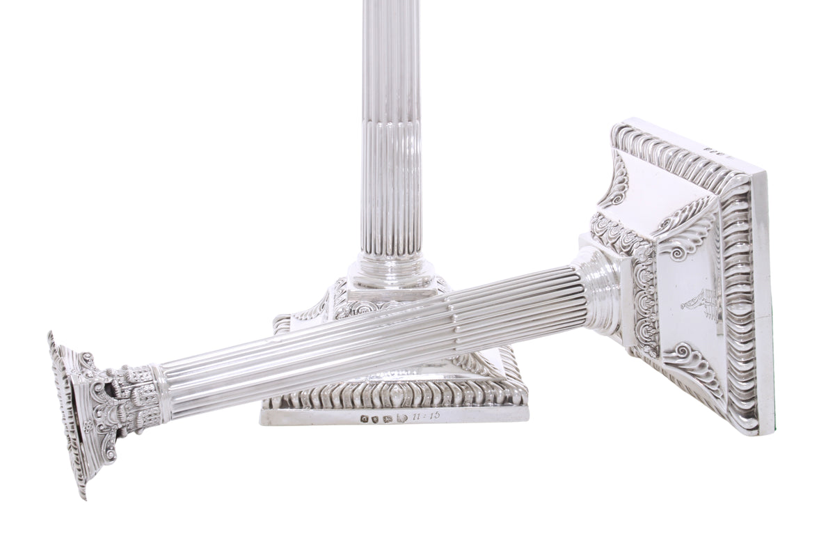 Antiek zilveren set kandelaars van vier 1770 - 1772