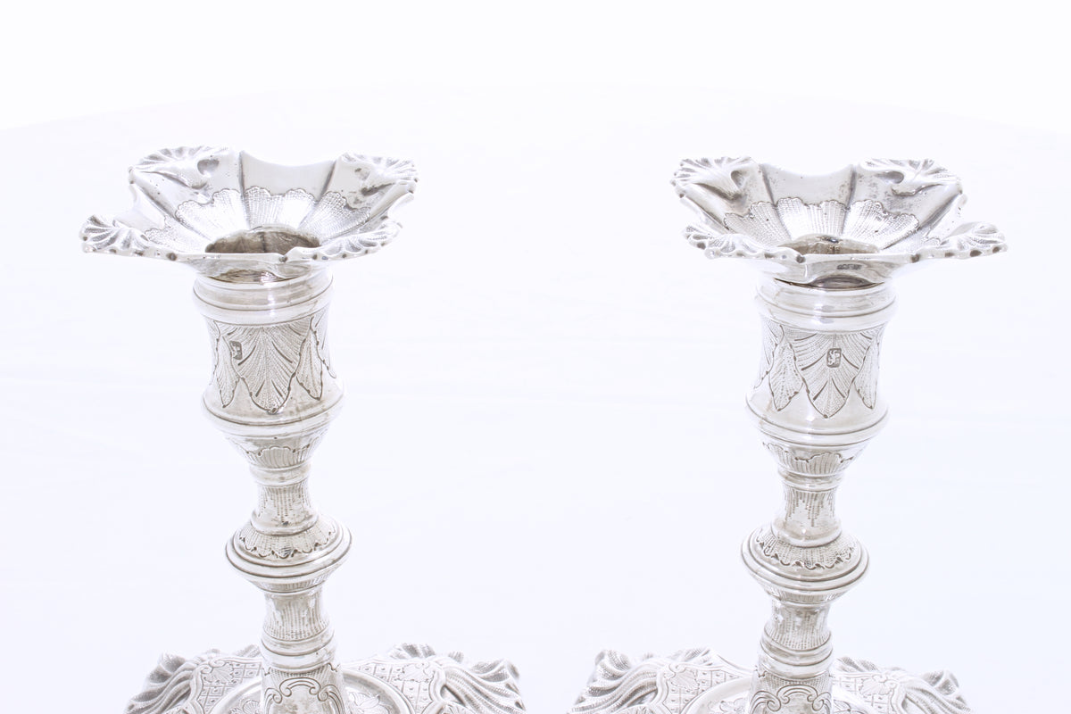 Massief Zilveren kandelaars George 2e