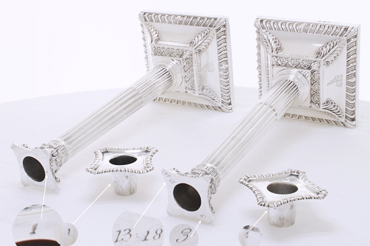 Antiek zilveren set kandelaars van vier 1770 - 1772