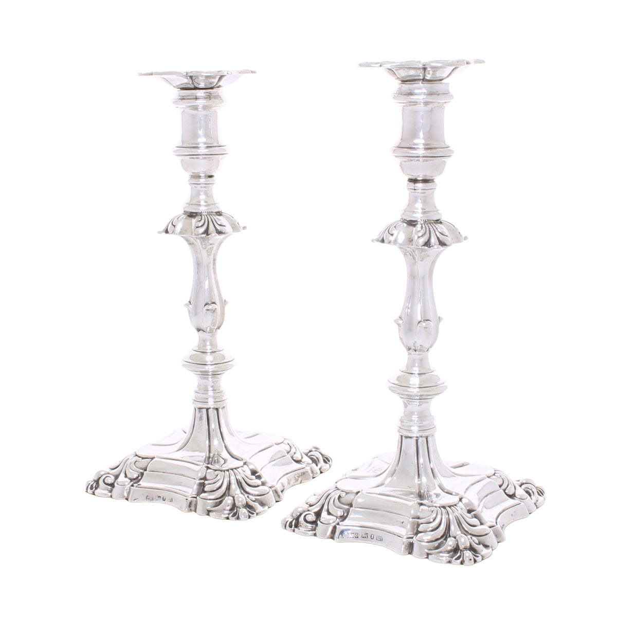 Antiek zilveren set kandelaars van vier 1833