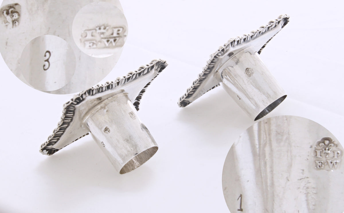 Antiek zilveren set kandelaars van vier 1770 - 1772