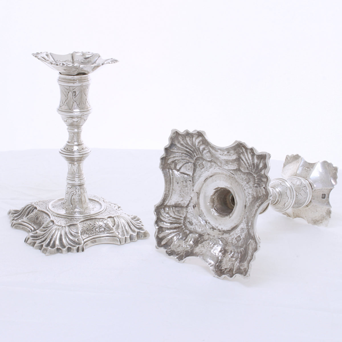 Massief Zilveren kandelaars George 2e