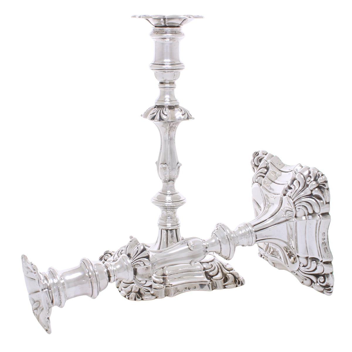 Antiek zilveren set kandelaars van vier 1833