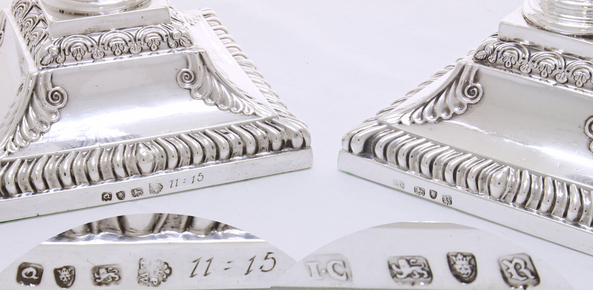 Antiek zilveren set kandelaars van vier 1770 - 1772