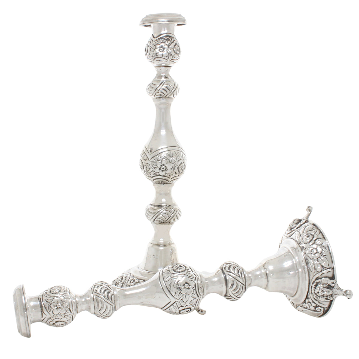 Large sterling silver Shabbat candlesticks