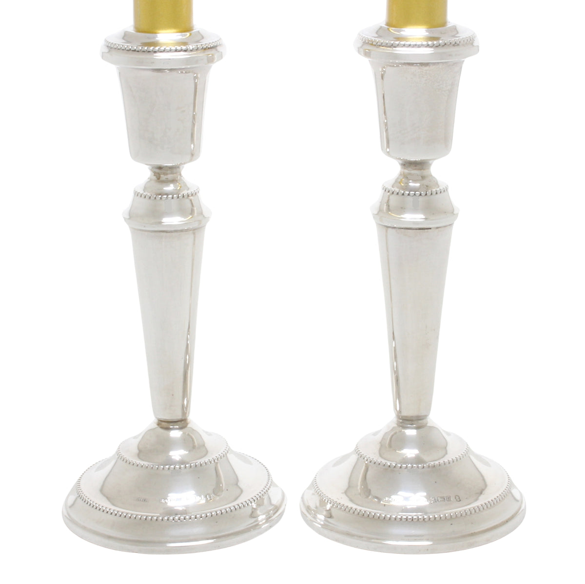 Zilveren kandelaars met parelrand decoratie 18 cm H.