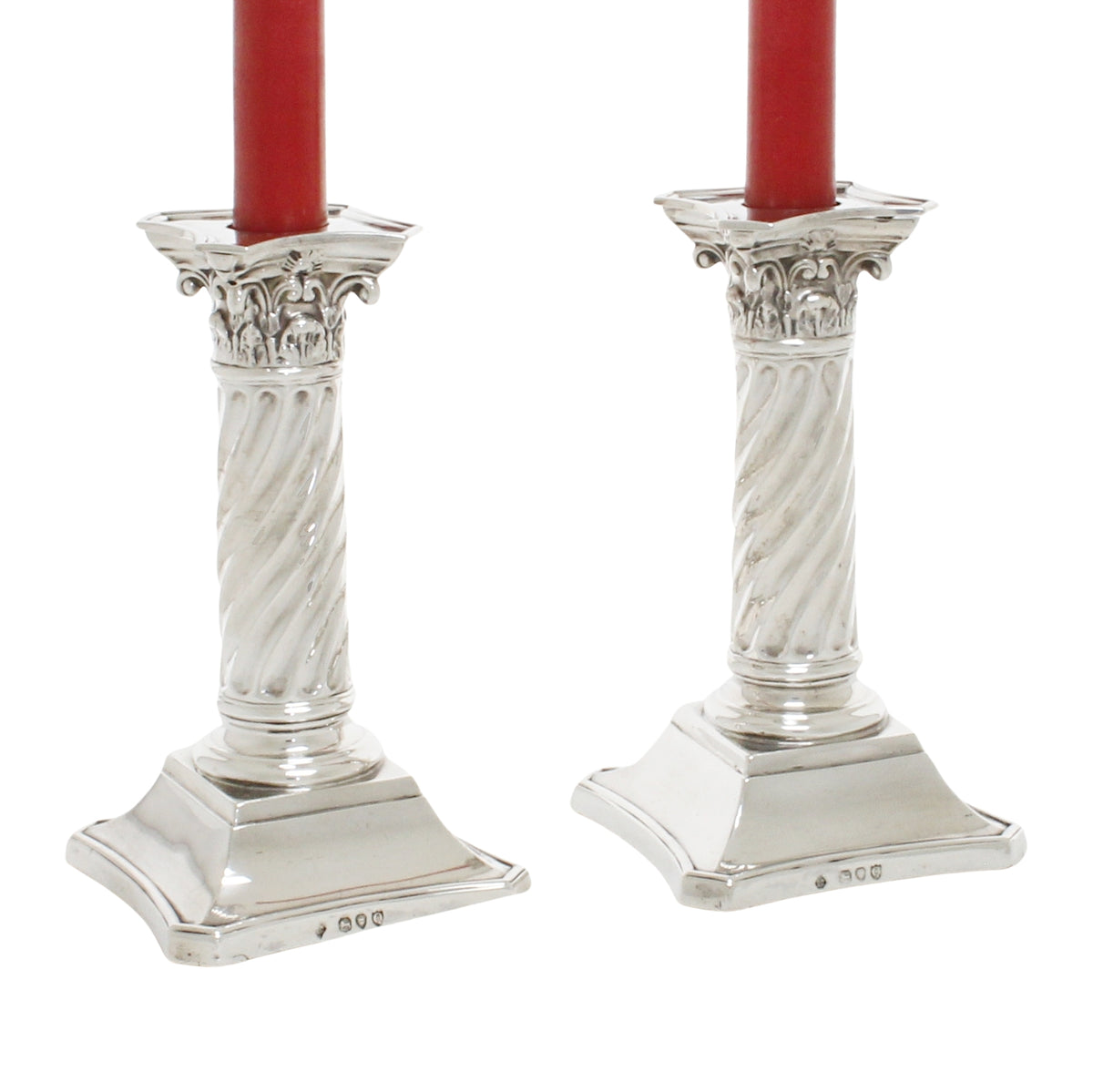 Korintische kandelaars Antiek Victoriaans Sterling Zilver 1891