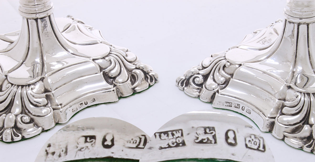 Antiek zilveren set kandelaars van vier 1833