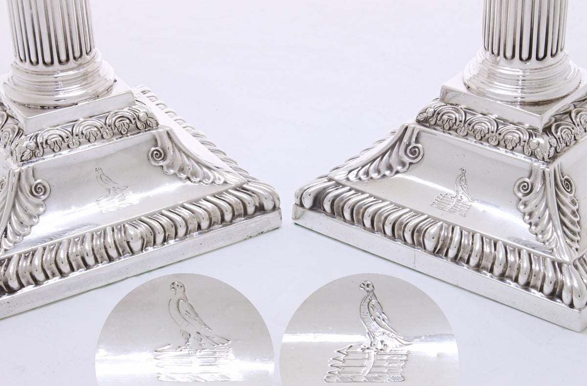 Antiek zilveren set kandelaars van vier 1770 - 1772