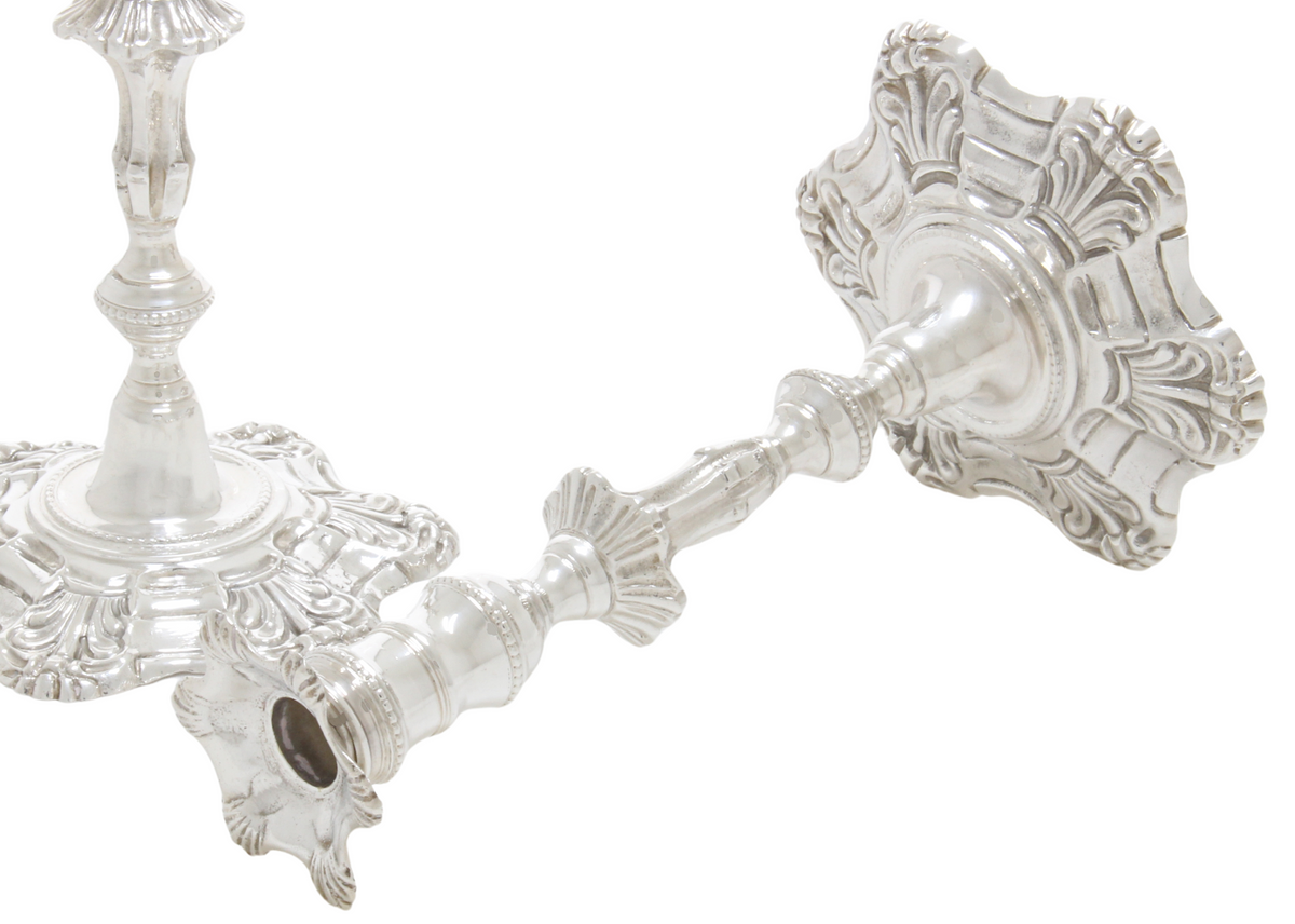 Nice pair of cast silver tapersticks 1969