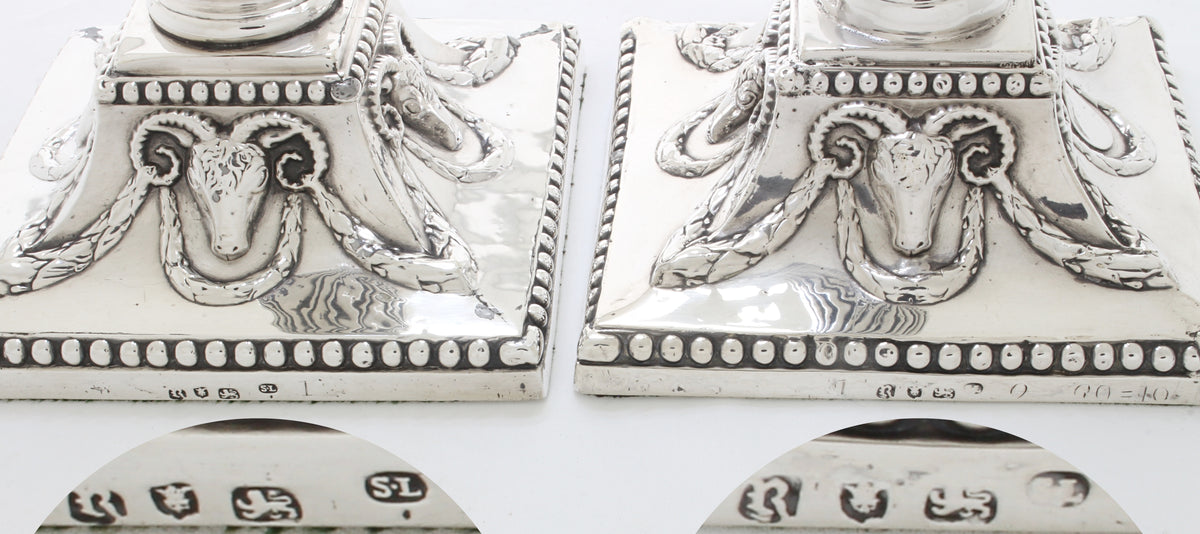 Set van 4 Antiek zilveren kandelaars 1772