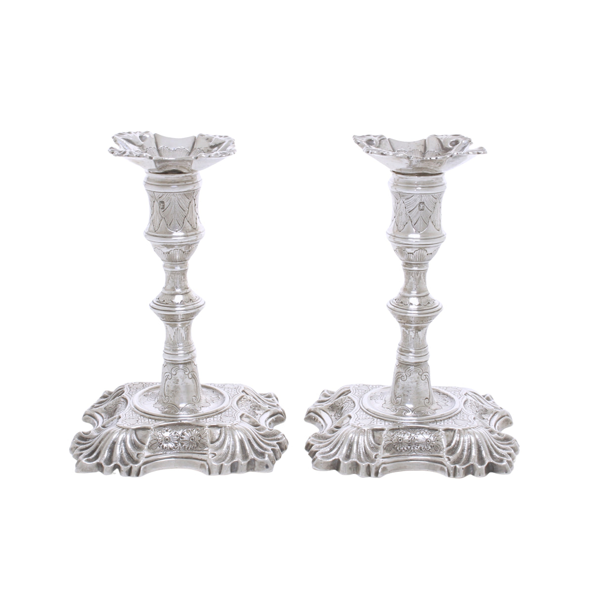 Massief Zilveren kandelaars George 2e