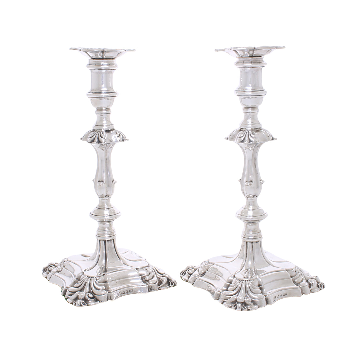 Antiek zilveren set kandelaars van vier 1833