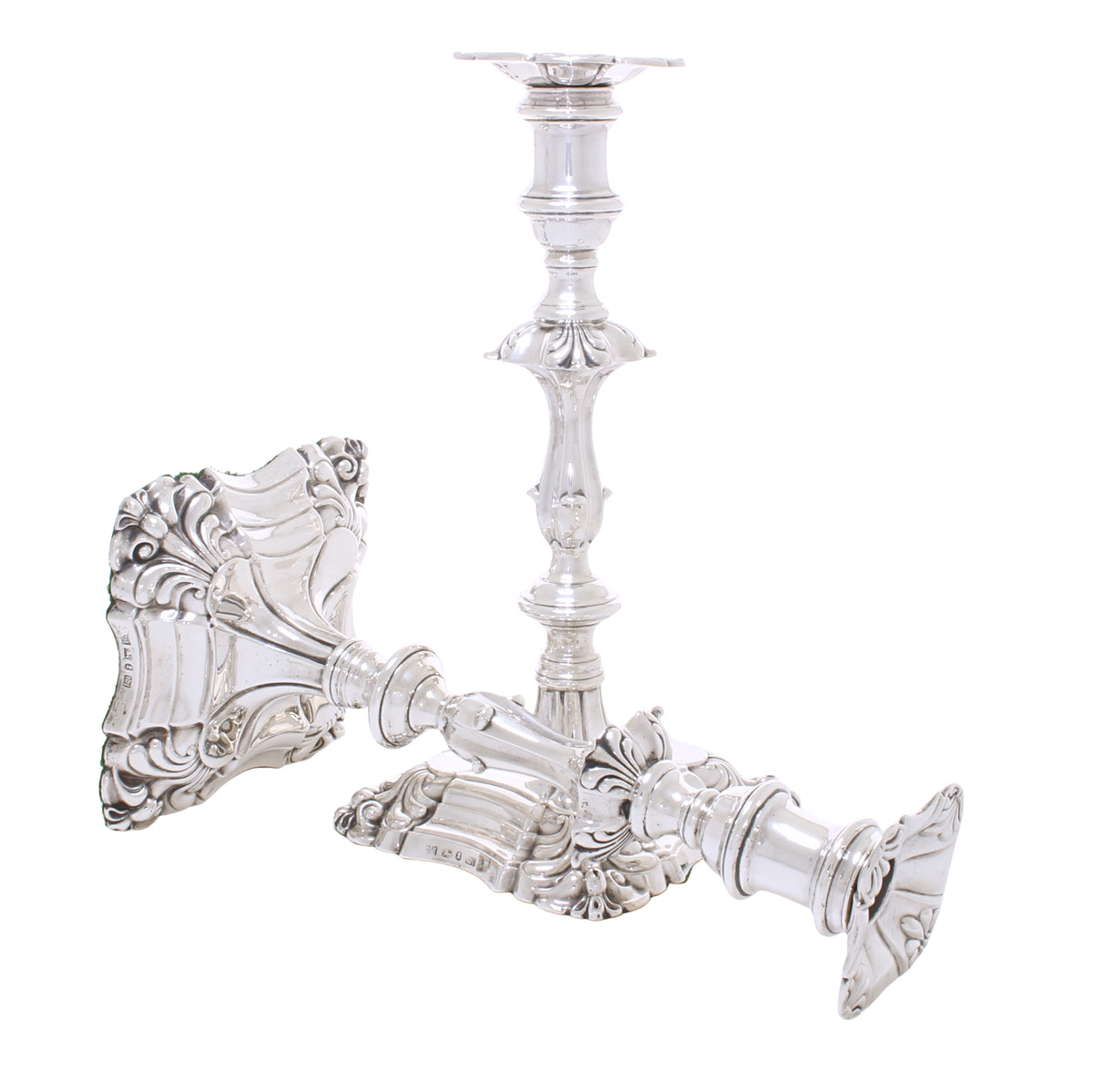 Antiek zilveren set kandelaars van vier 1833