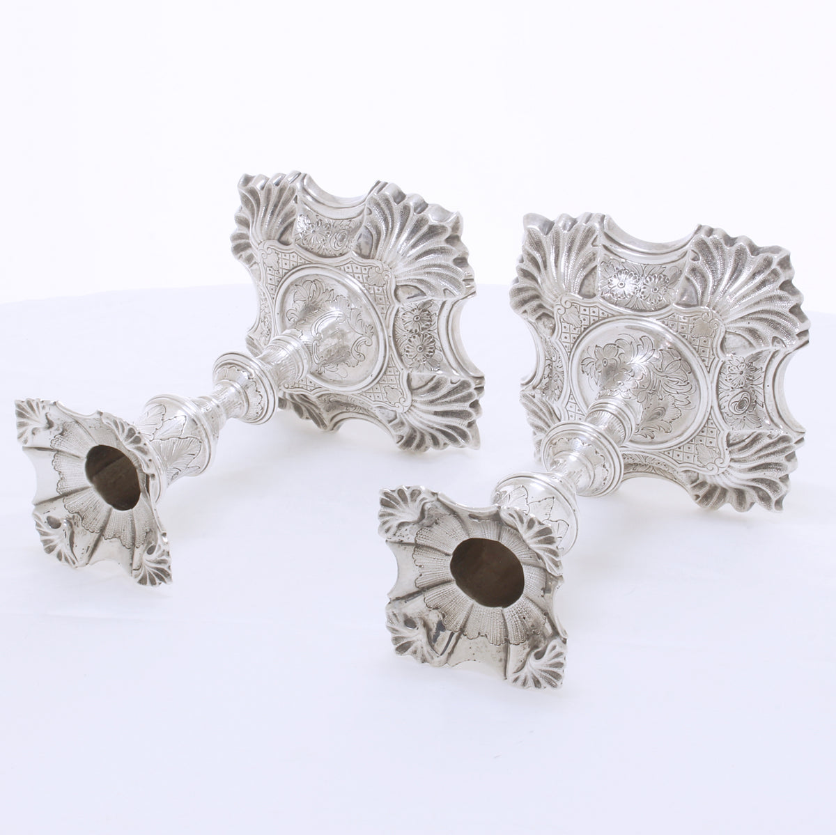 Massief Zilveren kandelaars George 2e