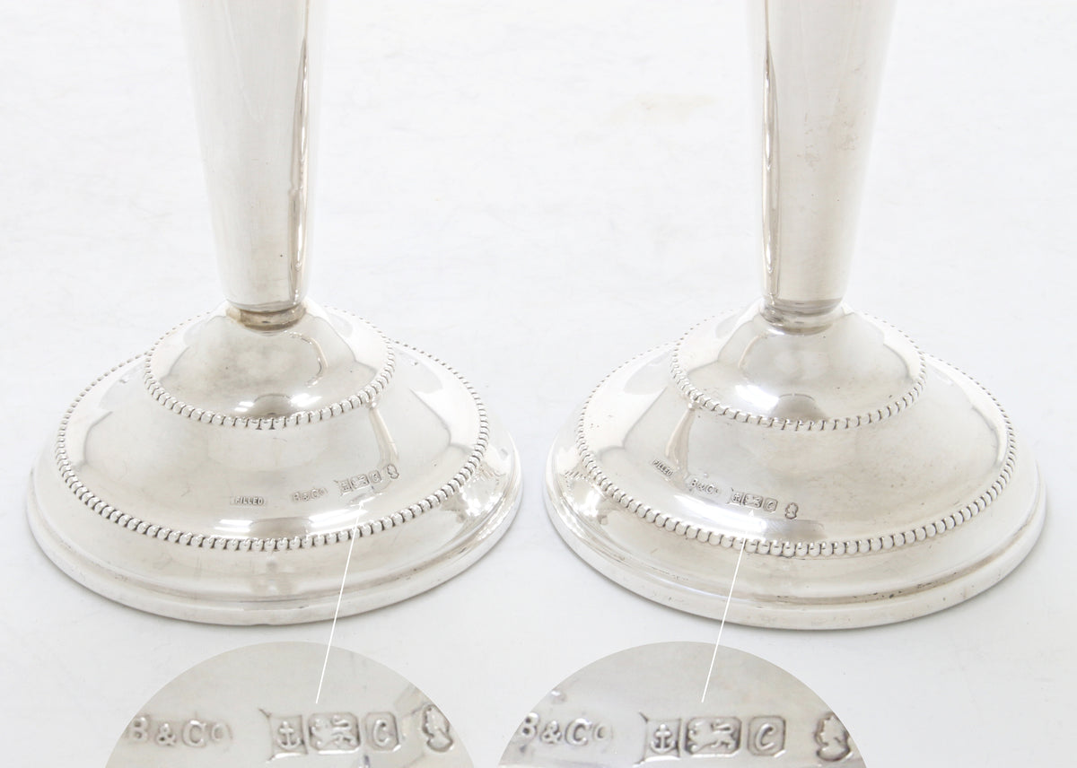 Zilveren kandelaars met parelrand decoratie 18 cm H.