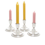 4 zilveren kandelaars C J Vander gouden en roze kandelaars