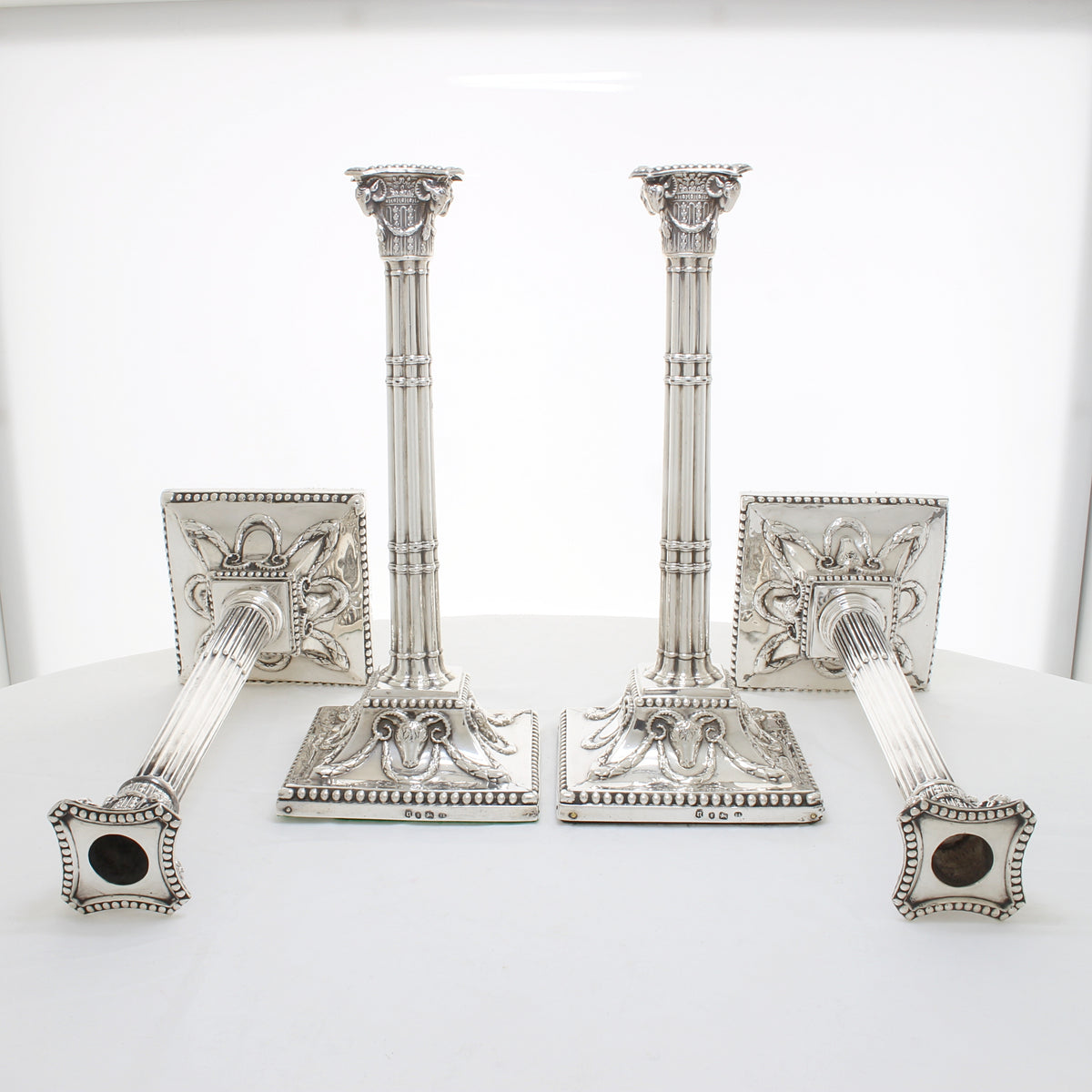 Set van 4 Antiek zilveren kandelaars 1772