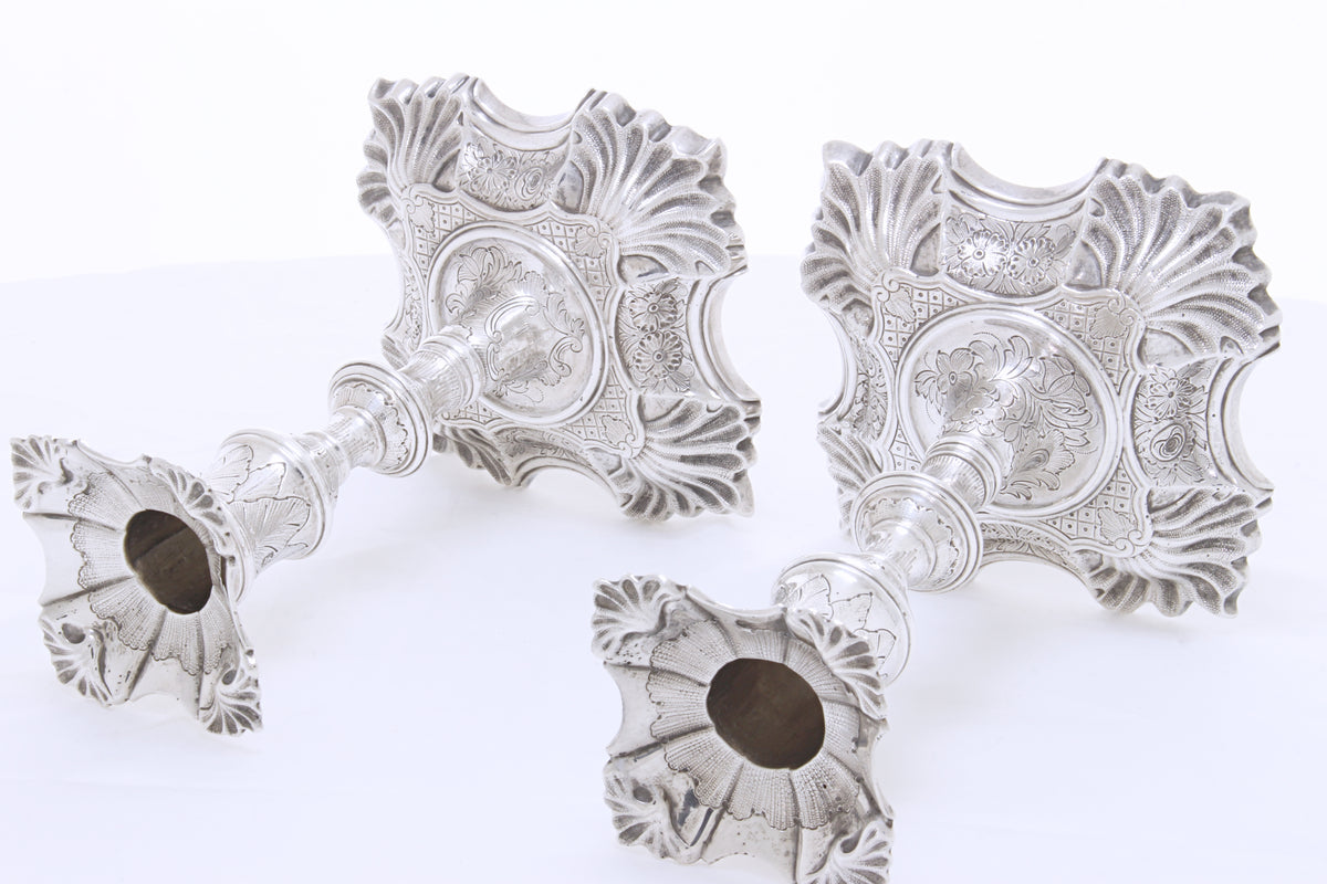 Massief Zilveren kandelaars George 2e