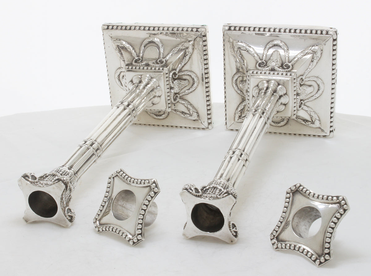 Set van 4 Antiek zilveren kandelaars 1772