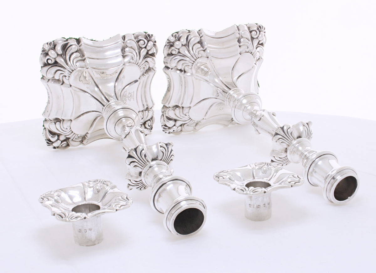 Antiek zilveren set kandelaars van vier 1833