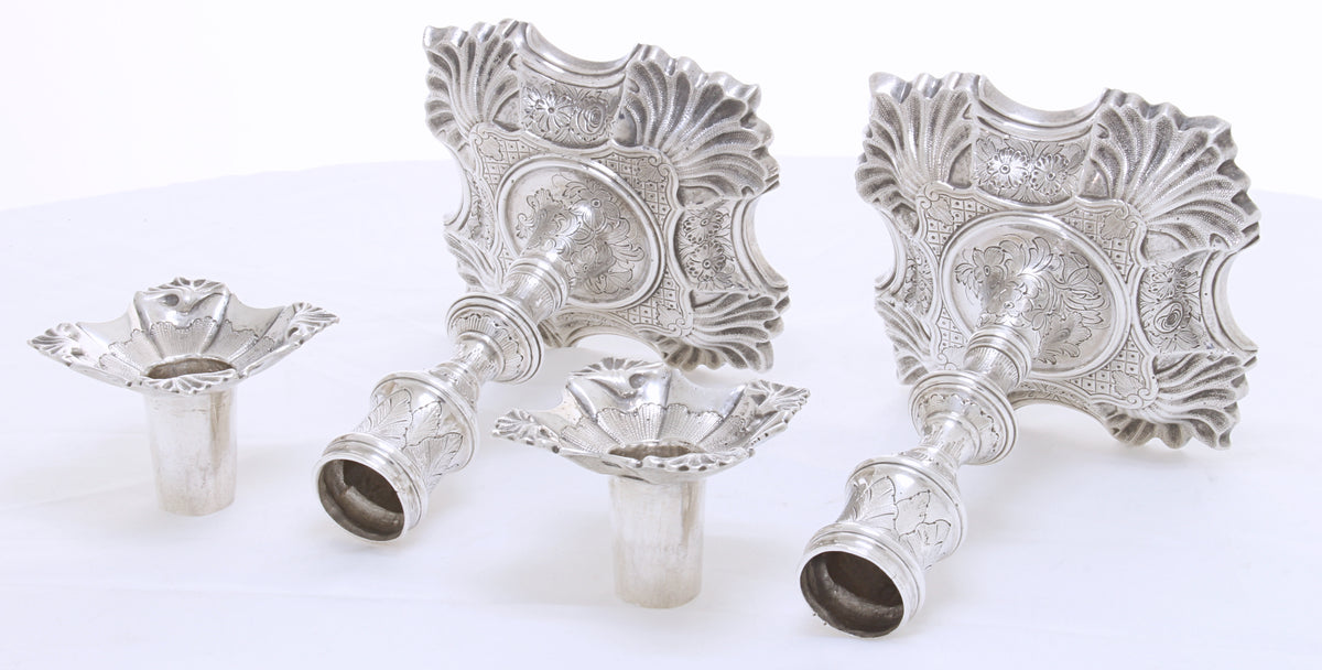 Massief Zilveren kandelaars George 2e