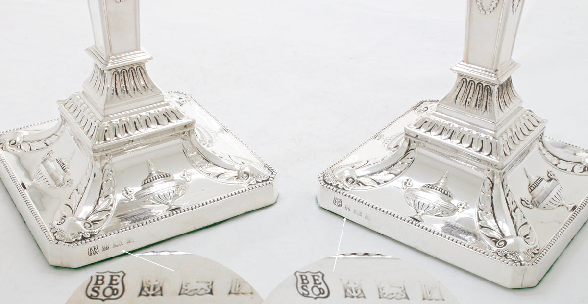 Sterling zilveren grote kandelaars 1970 gemaakt door Barker Ellis Silver Co