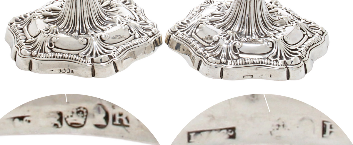 Koning George III sterling zilveren paar kandelaars 1813