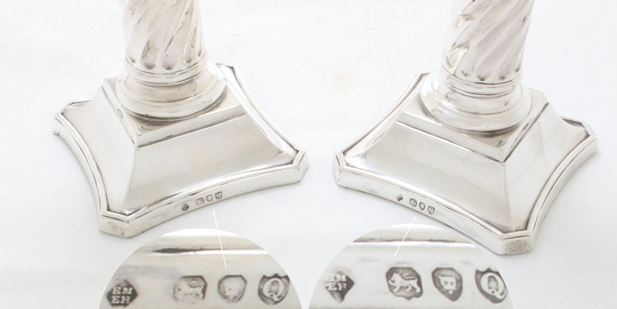 Korintische kandelaars Antiek Victoriaans Sterling Zilver 1891