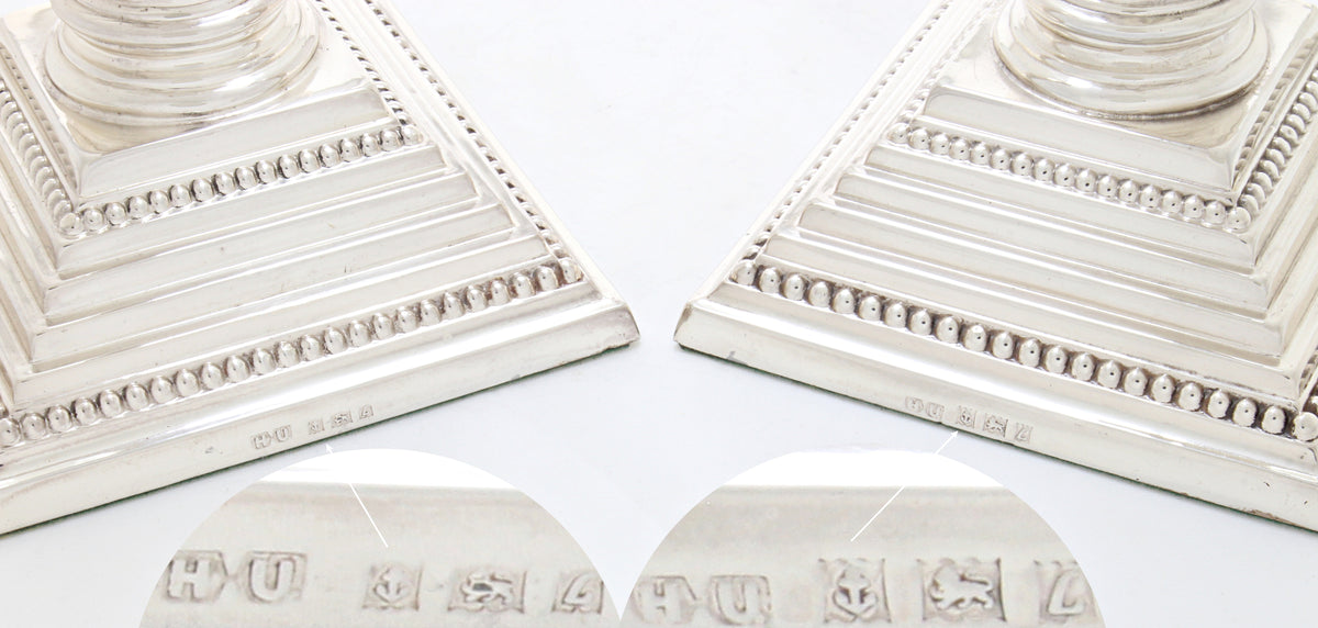 Schitterend paar grote Sterling zilveren kandelaars in Korinthische stijl 1960