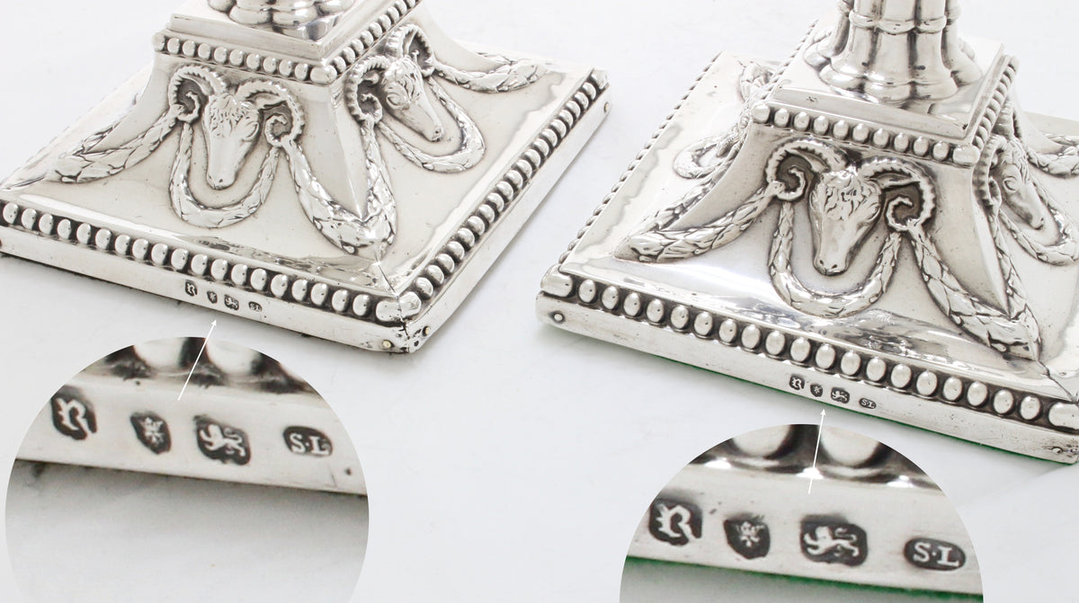 Set van 4 Antiek zilveren kandelaars 1772