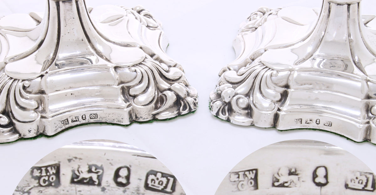 Antiek zilveren set kandelaars van vier 1833