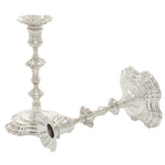 Antieke Georgische George II gegoten sterling zilveren paar kandelaars