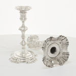 Antique Georgian George II cast sterling silver pair of candlesticks with hallmarks