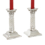 Antique sterling silver candlesticks red candles