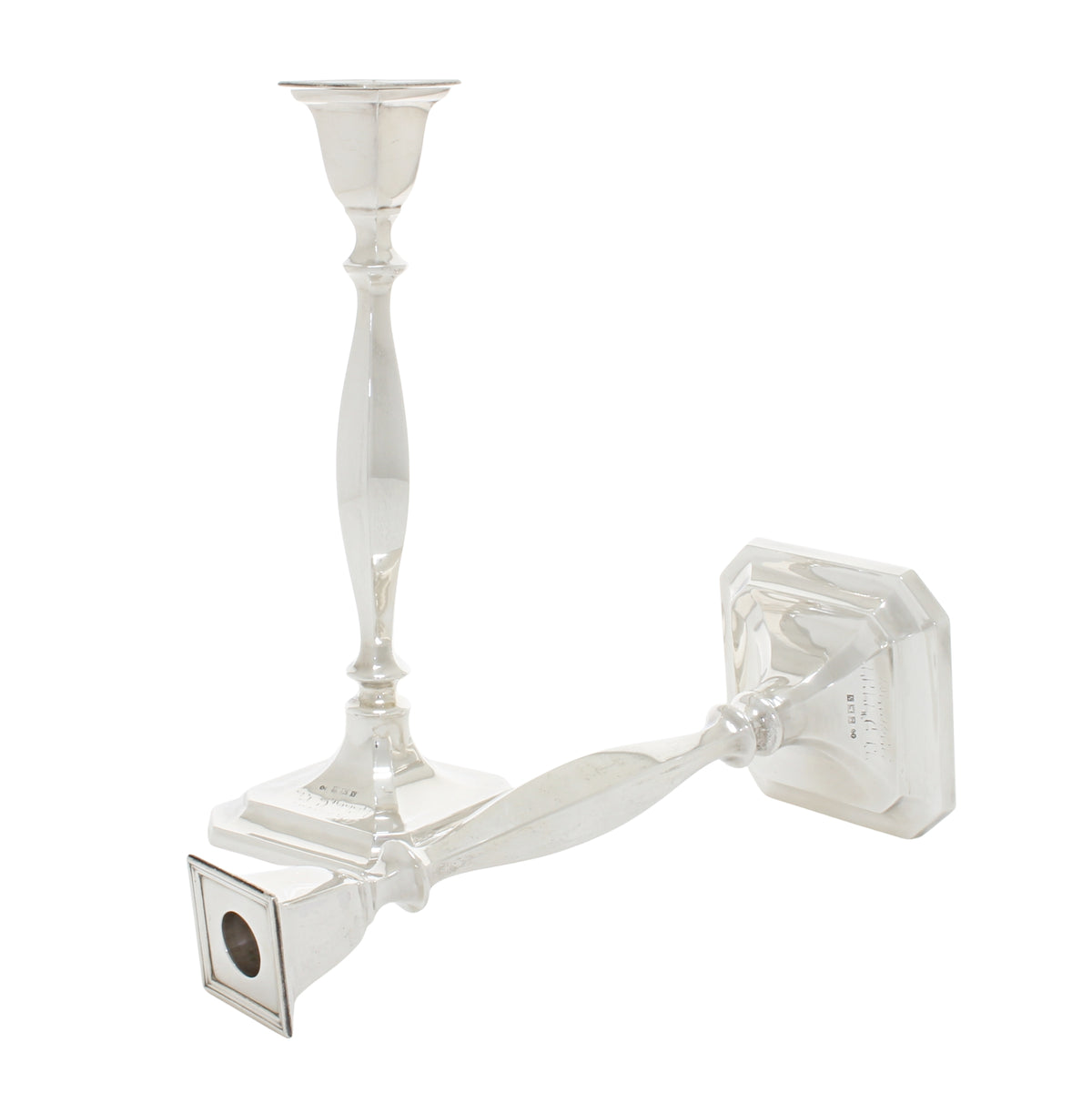 Engels Zilveren Sjabbat kandelaars 1 liggend 1 staande kaarshouder