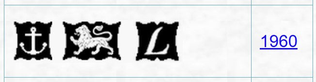 Engels zilveren keurmerken anker leeuw letter L 1960 Birmingham