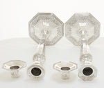 Massief zilveren kaars houder voorzijde met uitneembare bobeches van zilver