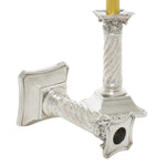 Victoriaanse Korintische Kandelaars Sterling met gouden kaars 1 liggend