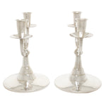 Zijkant Art Deco Zweedse 2 armige zilveren kandelaber