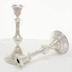 Zilveren kandelaars 1 liggend 1 overeind