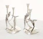 Zilveren kandelabers Spanje met pauwen