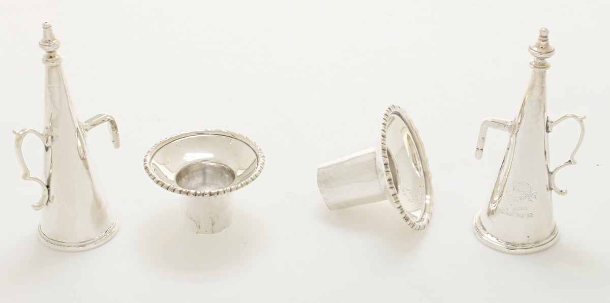 afneembare bobeches en kaarsdovers van zilver